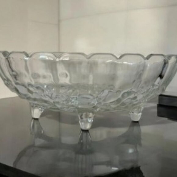Vintage Indiana Clear Glass Four Footed Fruit Serving Bowl - Picture 6 of 7